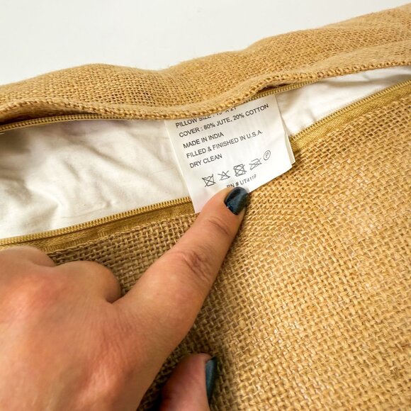 Justina Blakeney X Loloi Peyote Rectangular Jute Throw Pillow Pom Poms Geometric - Picture 7 of 7